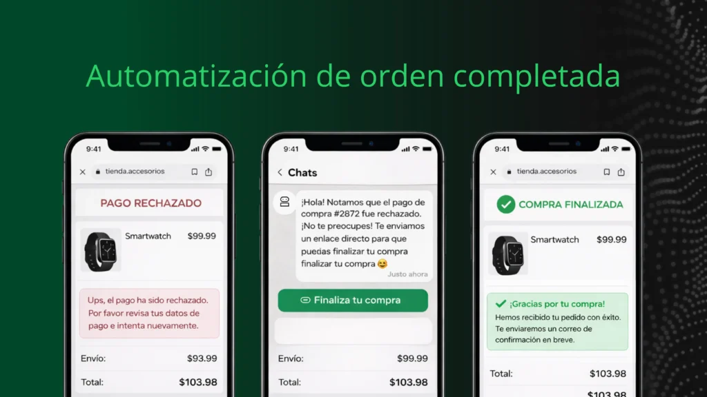 Automatización de pago rechazado con Agente IA en ChateCommerce